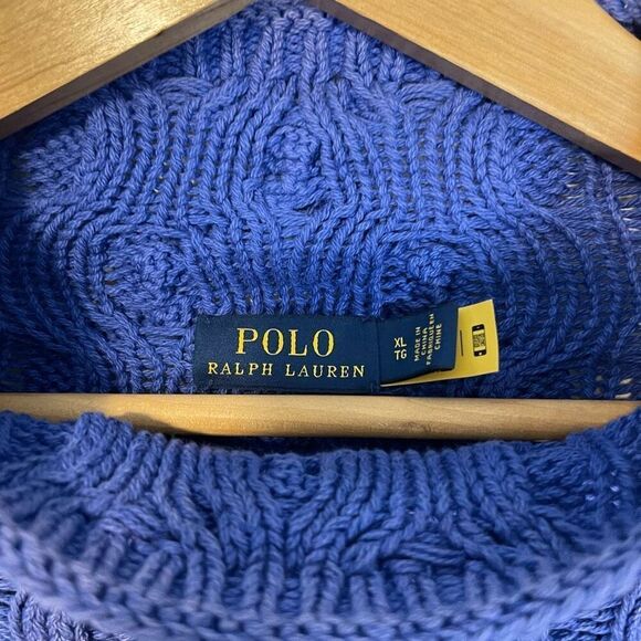 Polo Ralph Lauren Aran-Knit Cotton Turtleneck Sweater Size XL - Picture 3 of 9